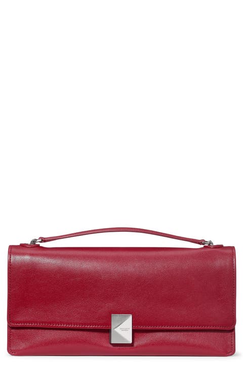 deco fine grain leather convertible chain shoulder bag