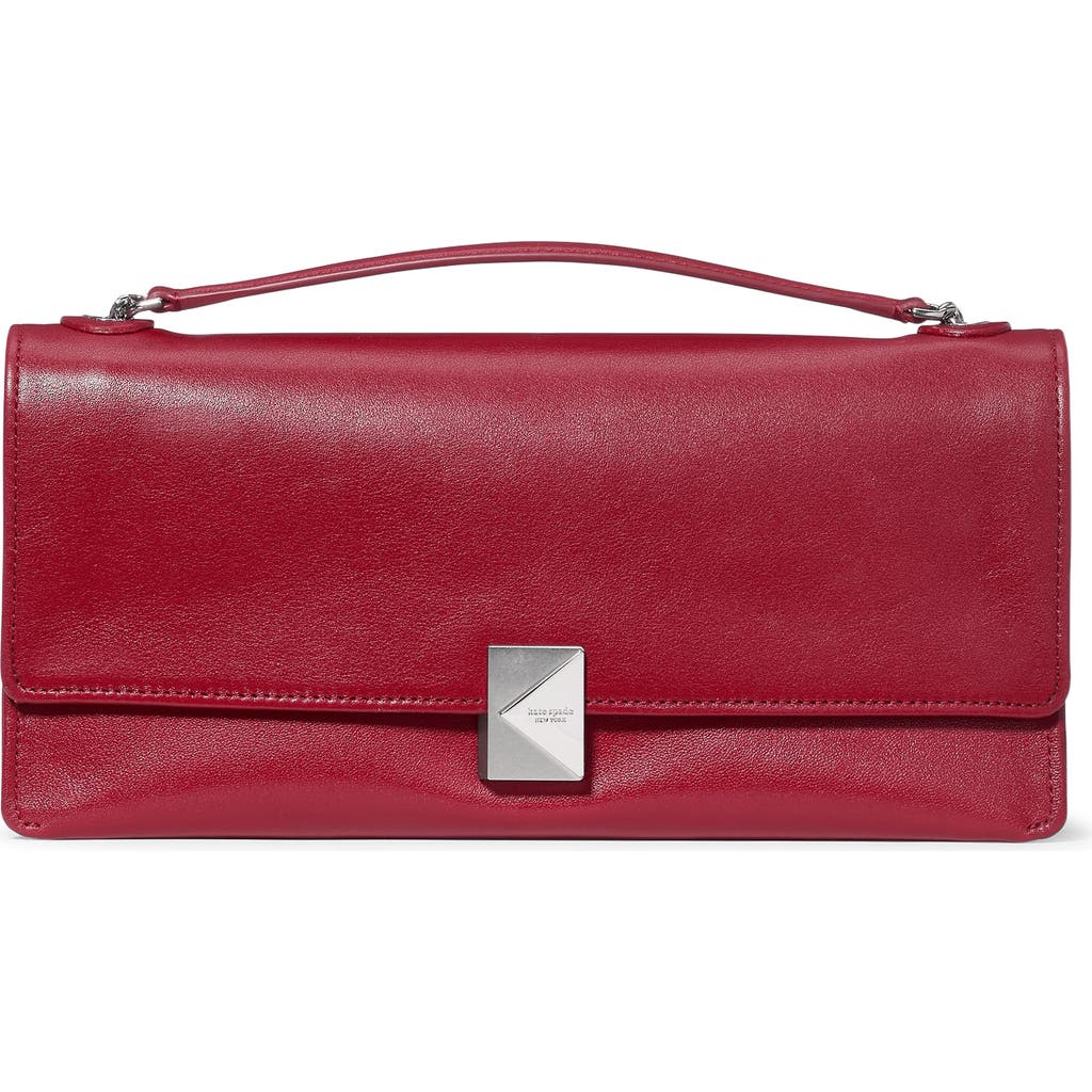 Kate Spade New York Deco Fine Grain Leather Convertible Chain Shoulder Bag In Burgundy