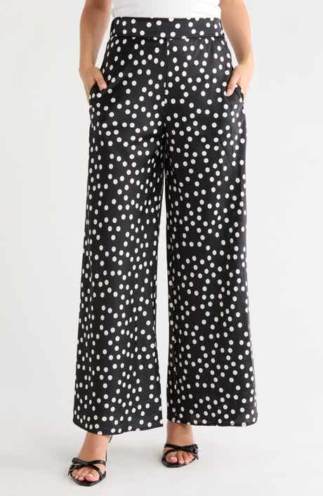 Renee C Polka Dot Satin Wide Leg Pants