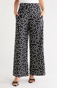 Renee C Polka Dot Satin Wide Leg Pants