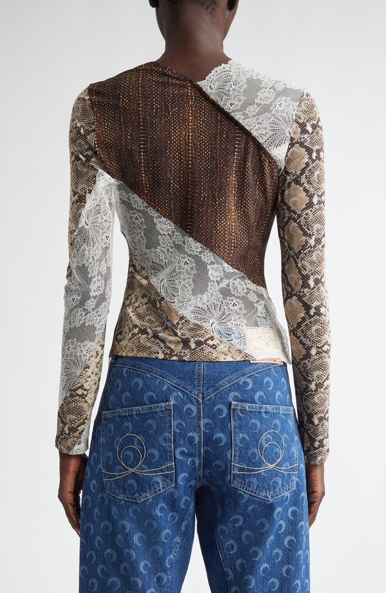 Marine Serre Asymmetric Mixed Media Top, Alternate, color, 