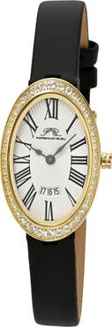 PORSAMO BLEU Women's Eloise Oval Guilloche Dial Topaz Leather Watch