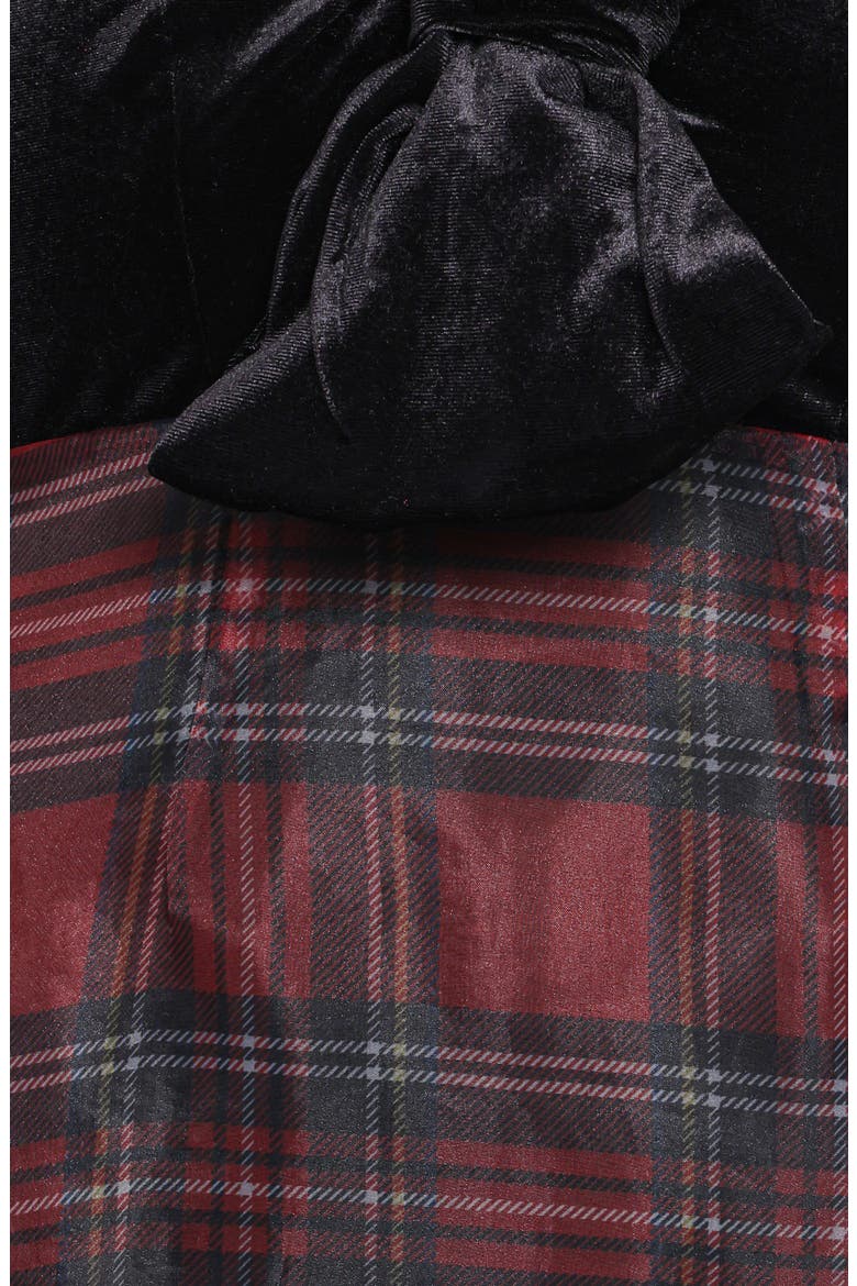 Amelie Bow Velvet & Organza Maxi Dress, Alternate, color, RED PLAID