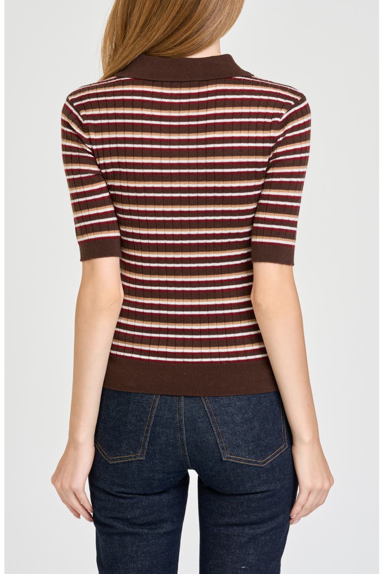 Sutton Striped Polo Sweater, Alternate, color, BROWN STRIPE