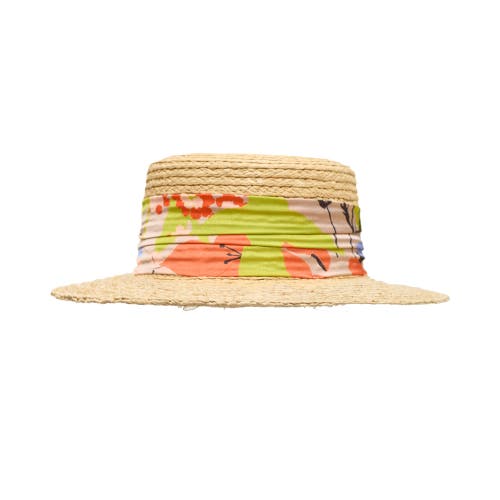 Lost Pattern Nyc "frida's Garden" Straw Hat With Ribbon Band In Neutral