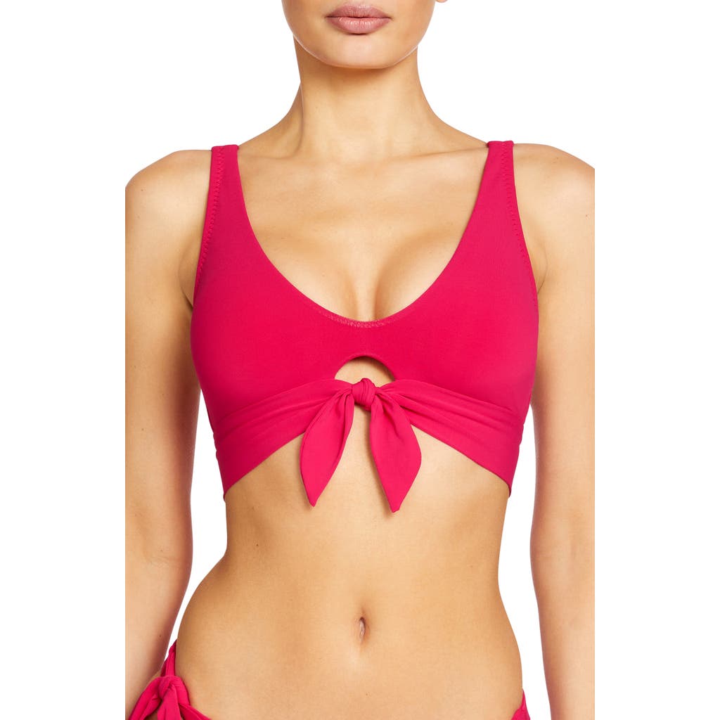 Robin Piccone Ava Knot Front Bikini Top In Rose