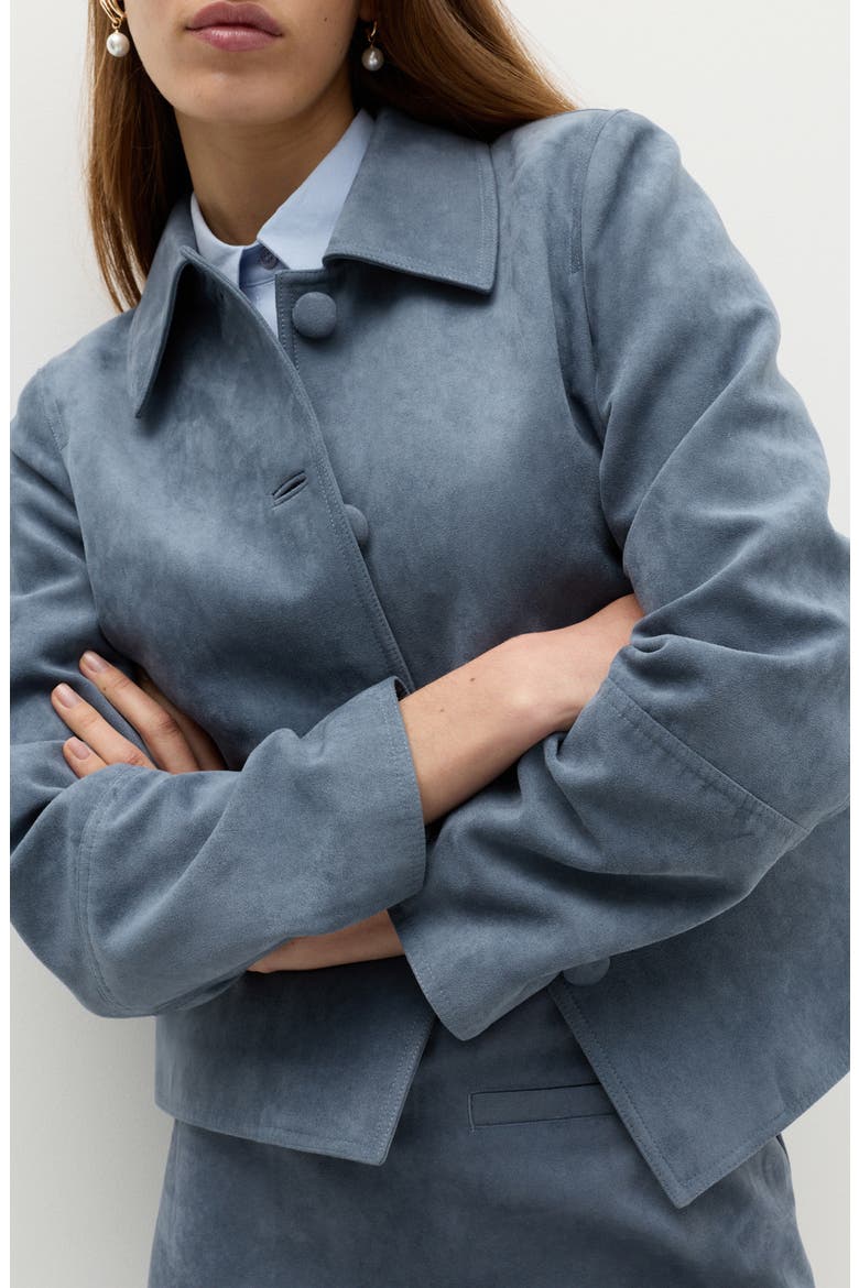 Faux Suede Jacket, Alternate, color, GREY BLUE