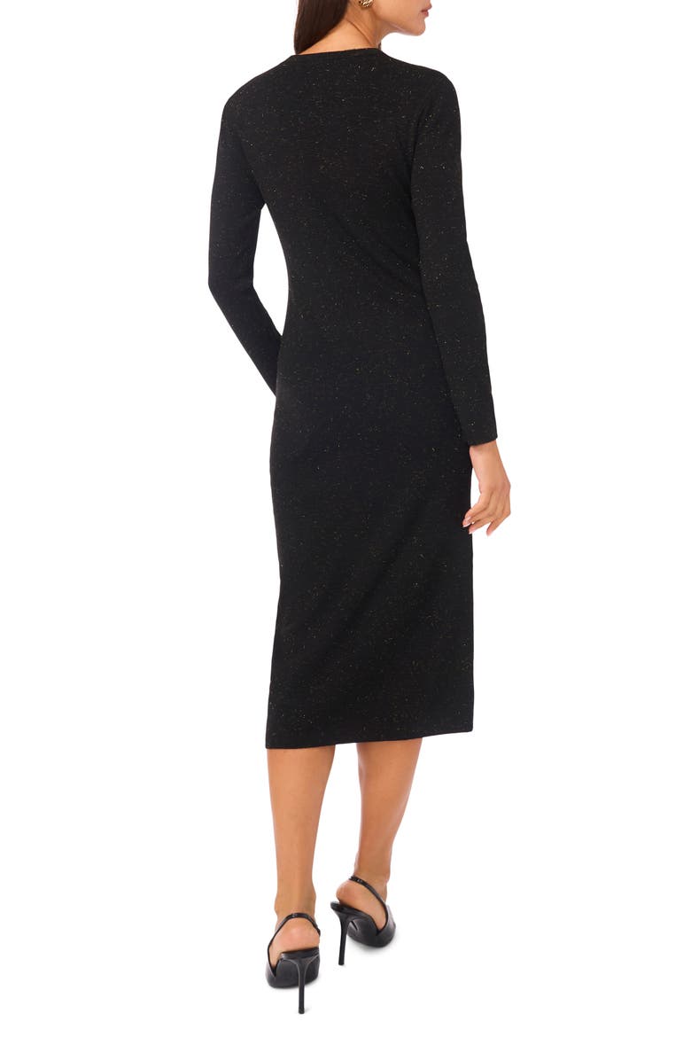 Metallic Long Sleeve Sheath Dress, Alternate, color, RICH BLACK