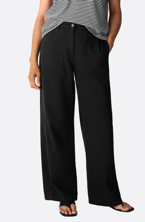High Waist Wide Leg Organic Cotton Pants