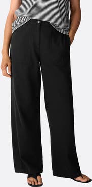 Eileen Fisher High Waist Wide Leg Organic Cotton Pants