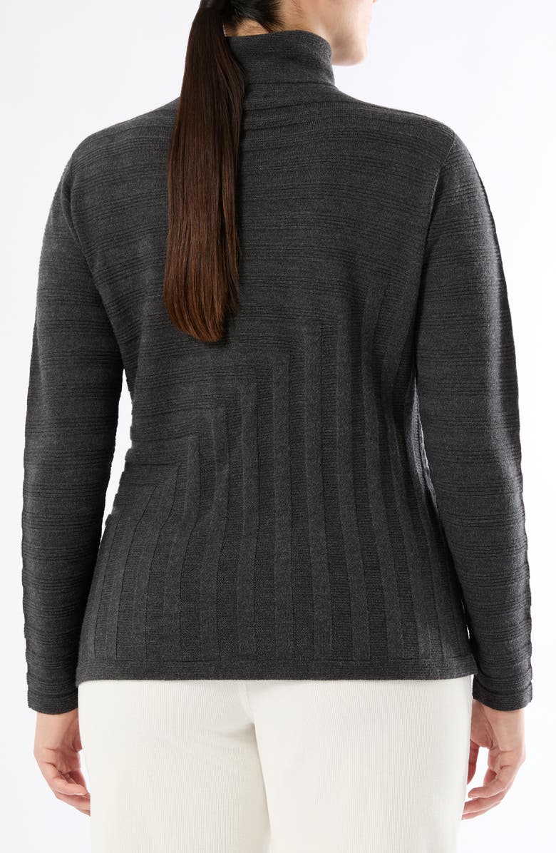 Marina Rinaldi Onde Virgin Wool Turtleneck Sweater, Alternate, color, Dark Grey