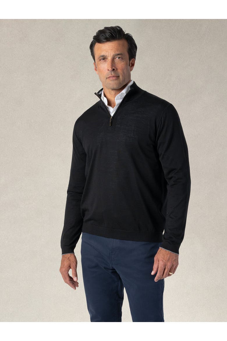 Eastwood Quarter Zip Sweater, Main, color, Black with Gray Tipping