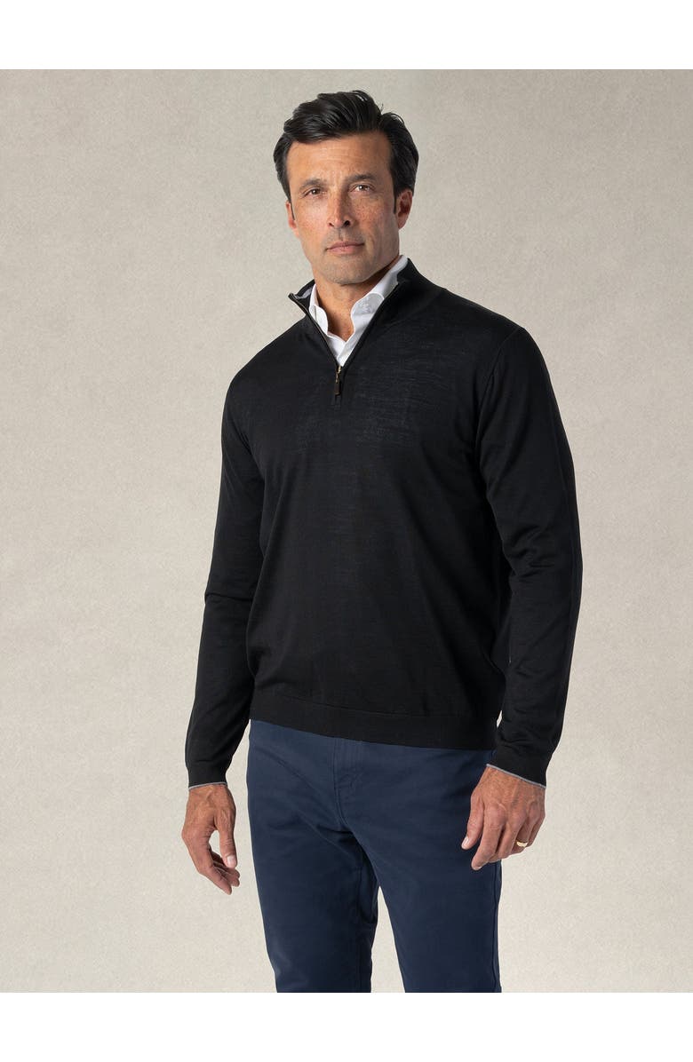 Robert Talbott Eastwood Quarter Zip Sweater, Main, color, Black With Gray Tipping