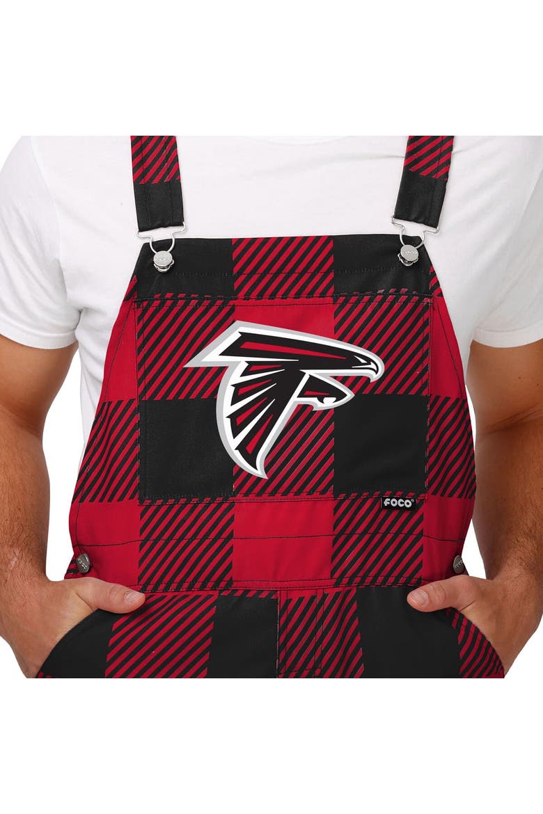 Men's FOCO  Red Atlanta Falcons Big Logo Plaid Overalls, Alternate, color, Red