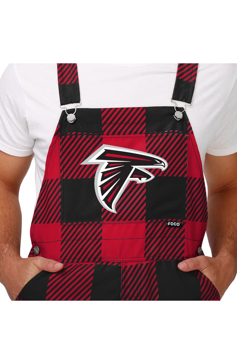 FOCO Men's FOCO  Red Atlanta Falcons Big Logo Plaid Overalls, Alternate, color, 