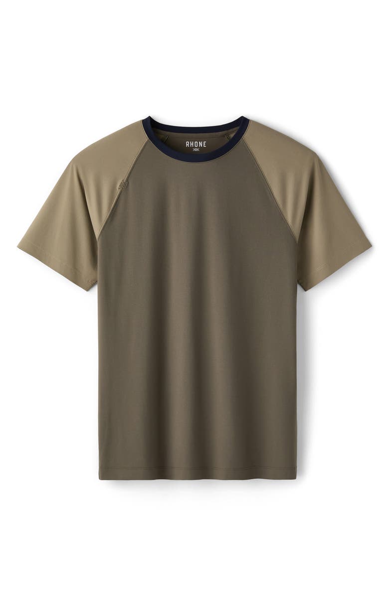 Rhone Reign Performance T-Shirt, Alternate, color, Smokey Olive Color Block