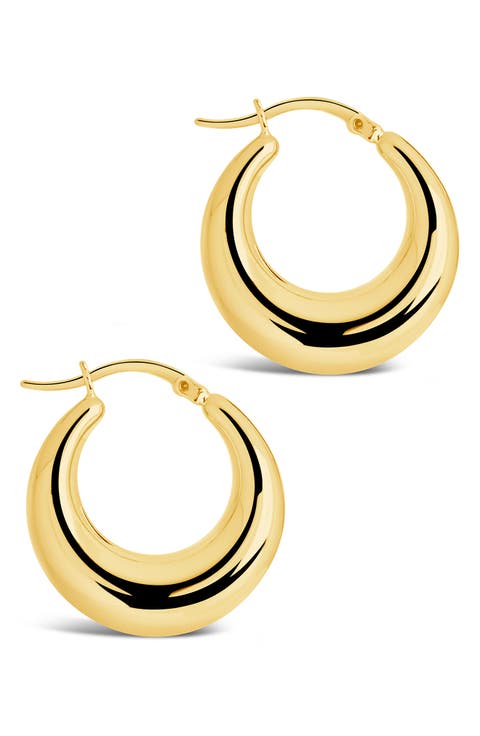 14K Gold Vermeil Graduated Tube Hoop Earrings