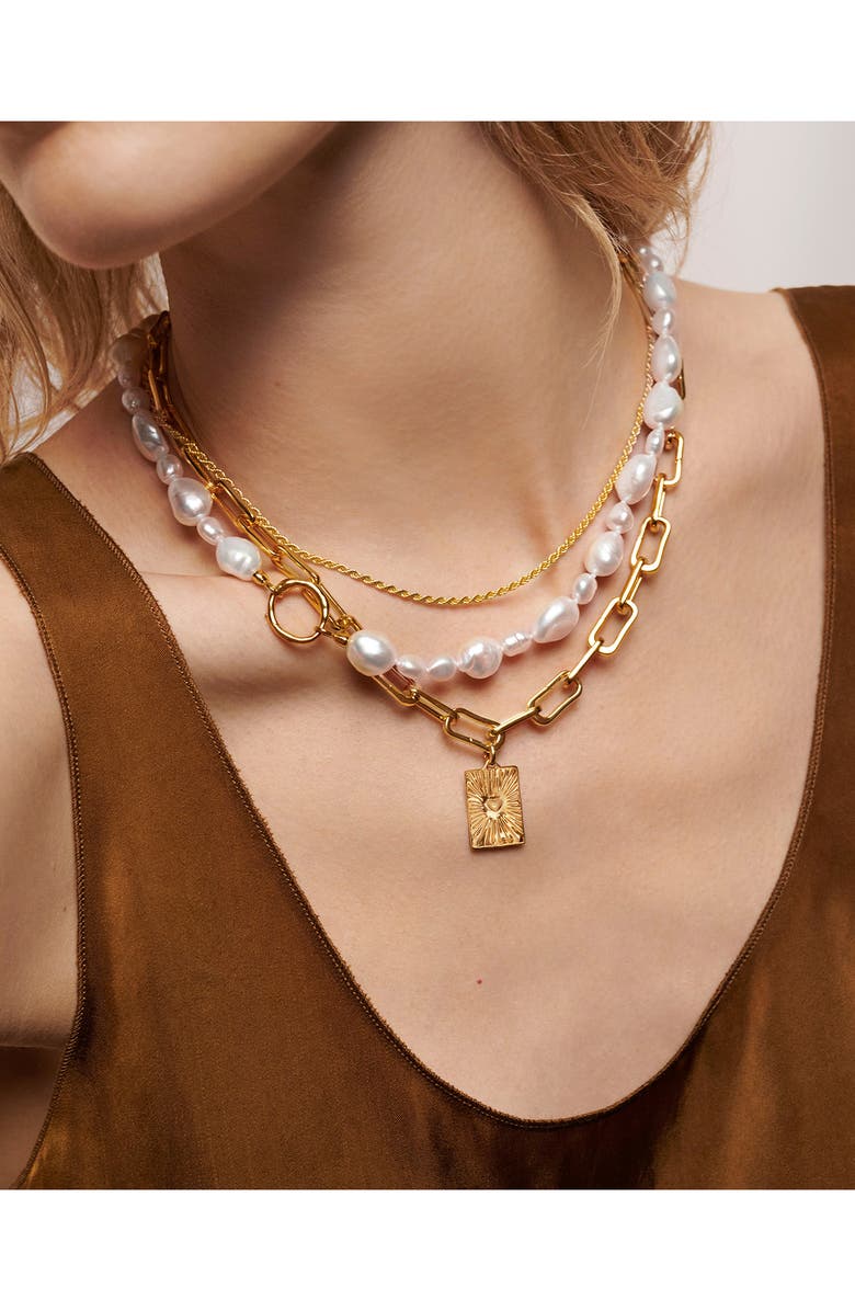 Monica Vinader Nura Reef Irregular Freshwater Pearl Necklace, Alternate, color, 18Ct Gold Vermeil / Pearl