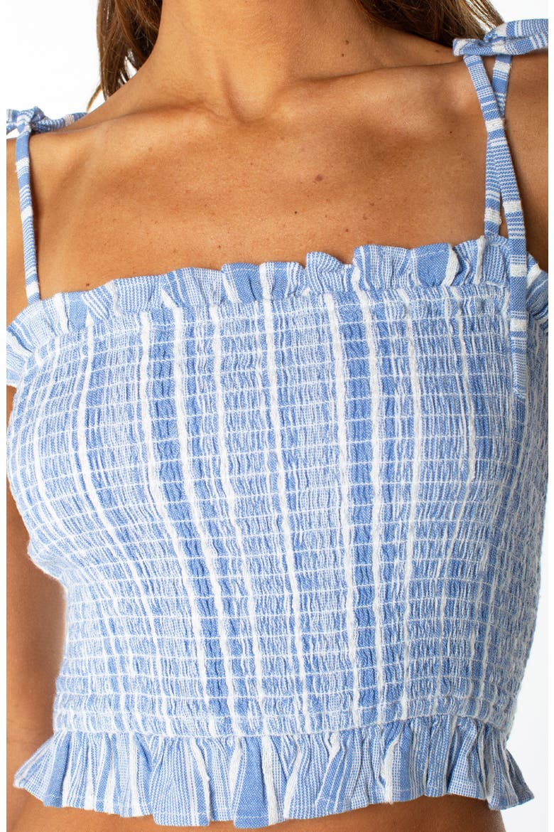 Avalon Stripe Smocked Crop Top, Alternate, color, CORNFLOWER
