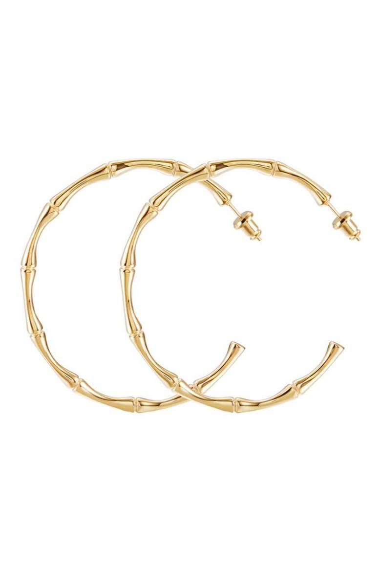 Bamboo Hoop Earrings, Main, color, GOLD
