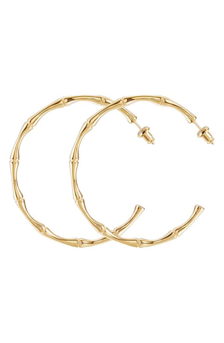 Jane Basch Designs Bamboo Hoop Earrings, Main, color, Gold