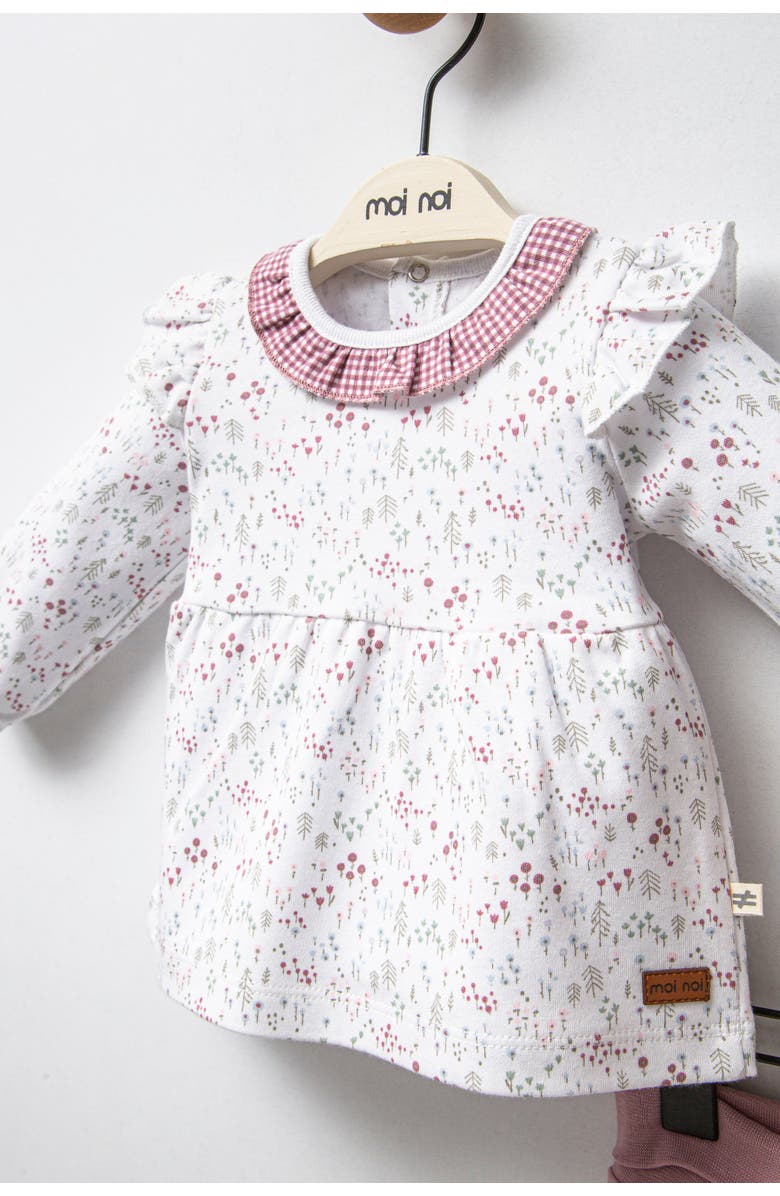 moi noi Flower Neckline Ruffle Outfit, Alternate, color, Pink