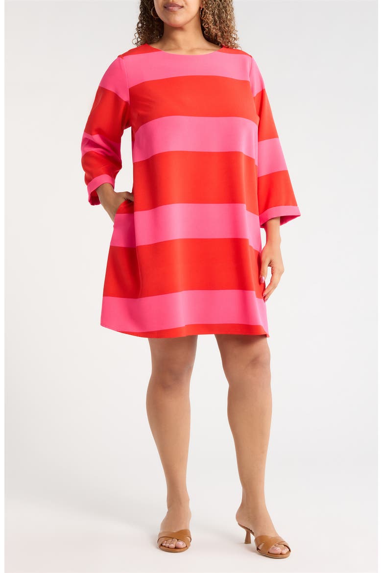 Lolli Stripe Lonna Shift Mini Dress, Main, color, FUCHSIA-RED