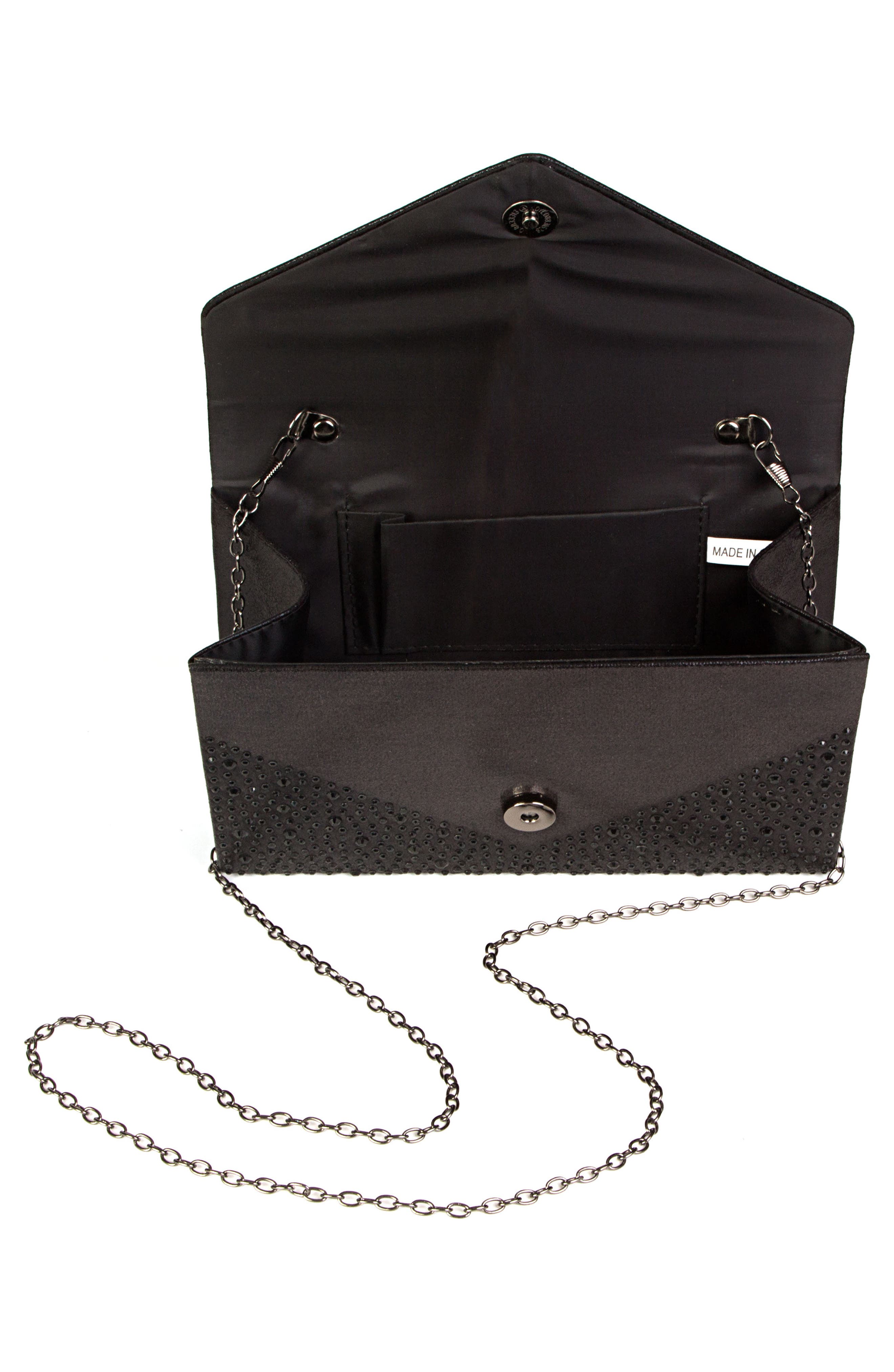 LADY COUTURE Rhinestone Envelope Clutch, Alternate, color, Black