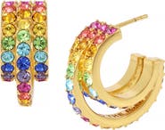 Kurt Geiger London Three Row Pavé Hoop Earrings