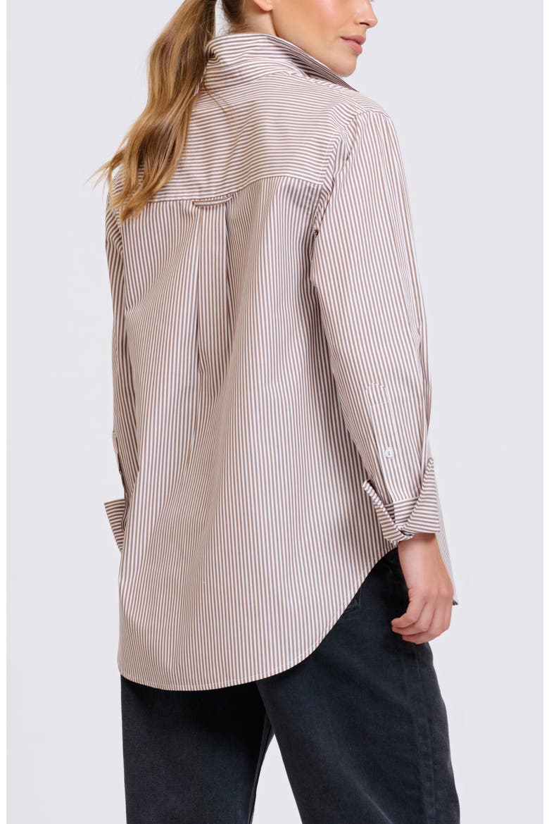 Elodie Stripe Cotton Button-Up Shirt, Alternate, color, CHOCOLATE STRIPE
