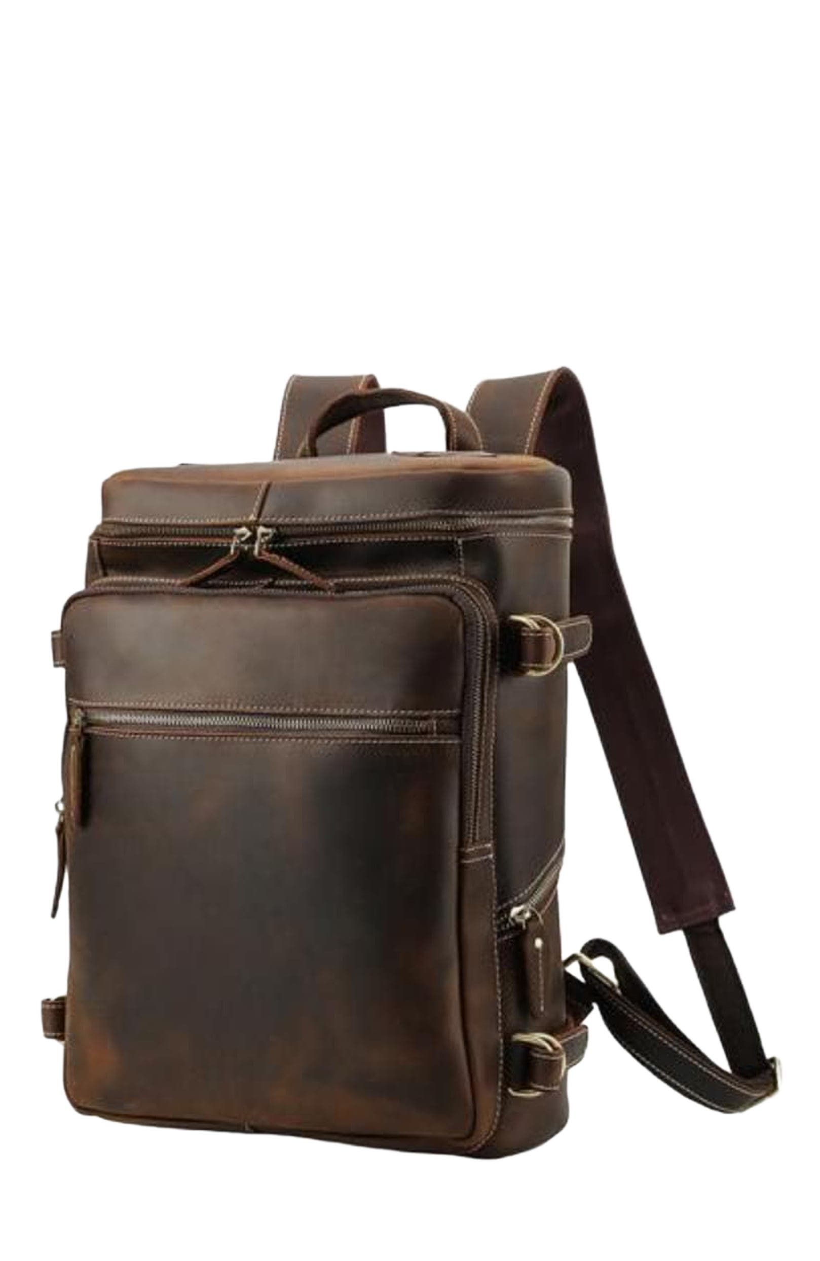 STEEL HORSE LEATHER The Raoul Backpack | Handmade Vintage Leather Backpack, Main, color, Dark Brown