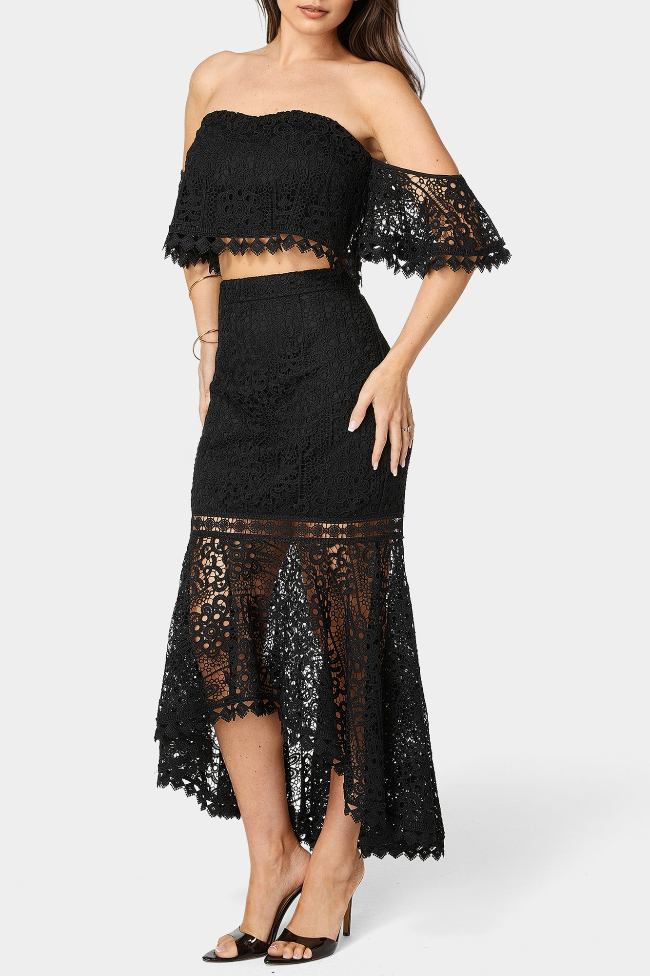 Two Piece Lace High Low Dress - image 2