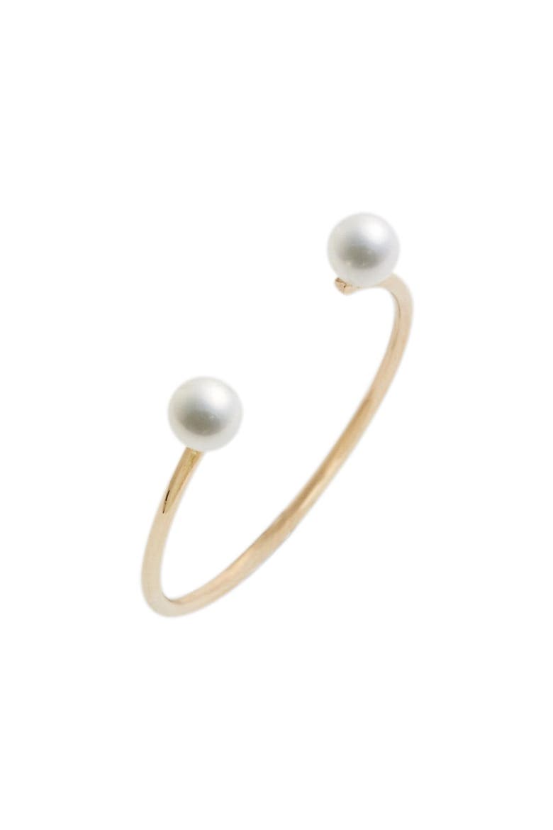 Skinny Pearl Open Ring, Main, color, YELLOW GOLD/ WHITE PEARL