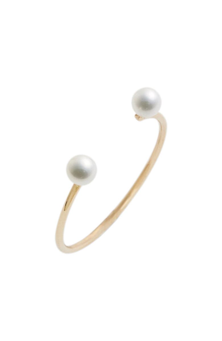 Poppy Finch Skinny Pearl Open Ring, Main, color,