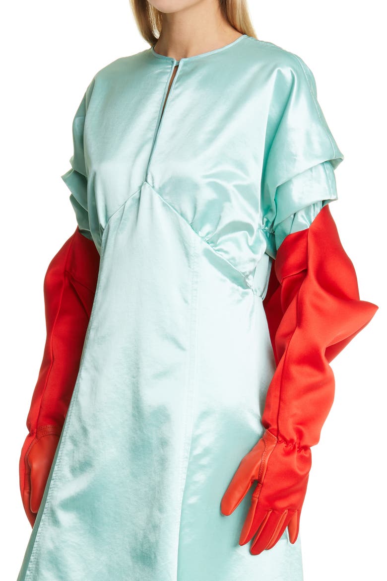 Gloved Double Satin Bolero, Alternate, color, RED