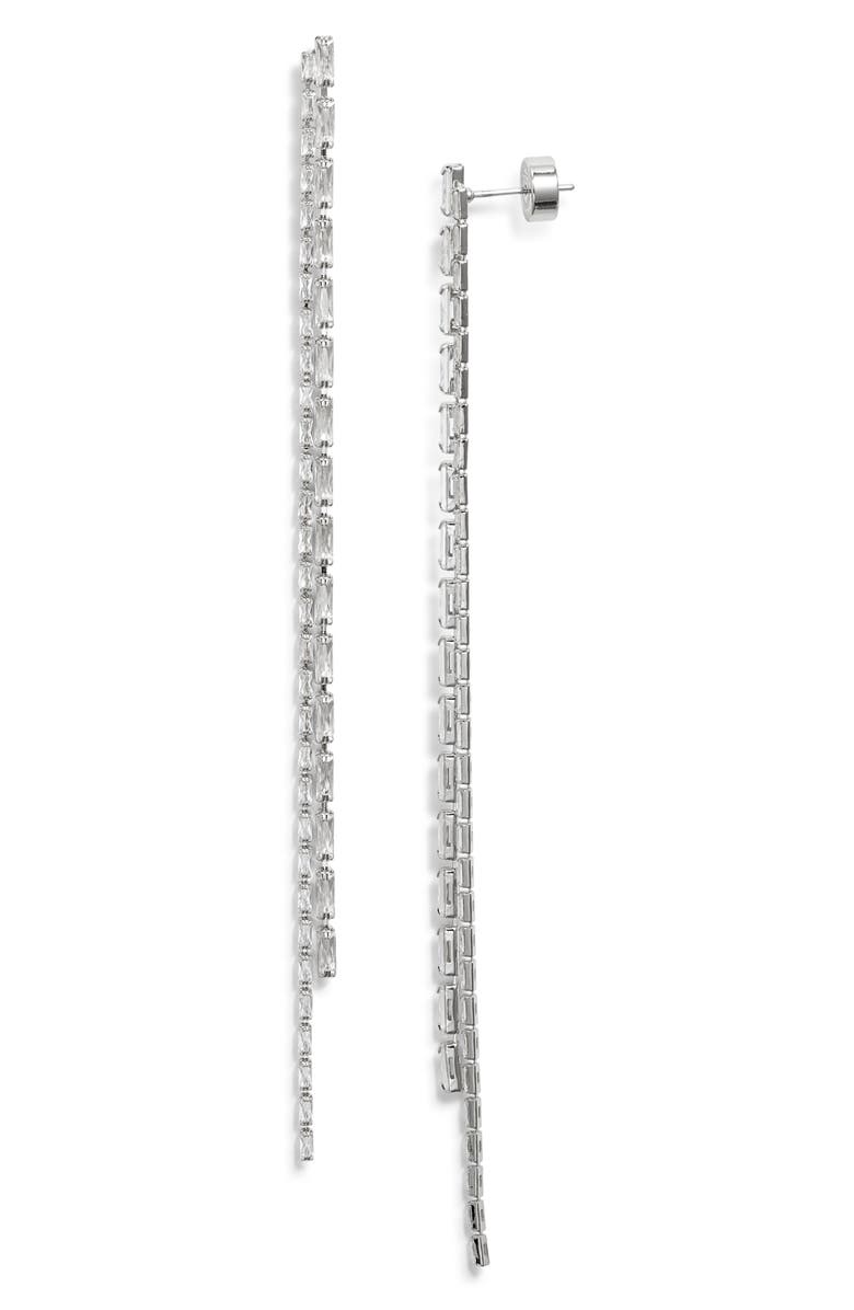 Nordstrom Cubic Zirconia Tassel Earrings, Main, color, Clear- Silver