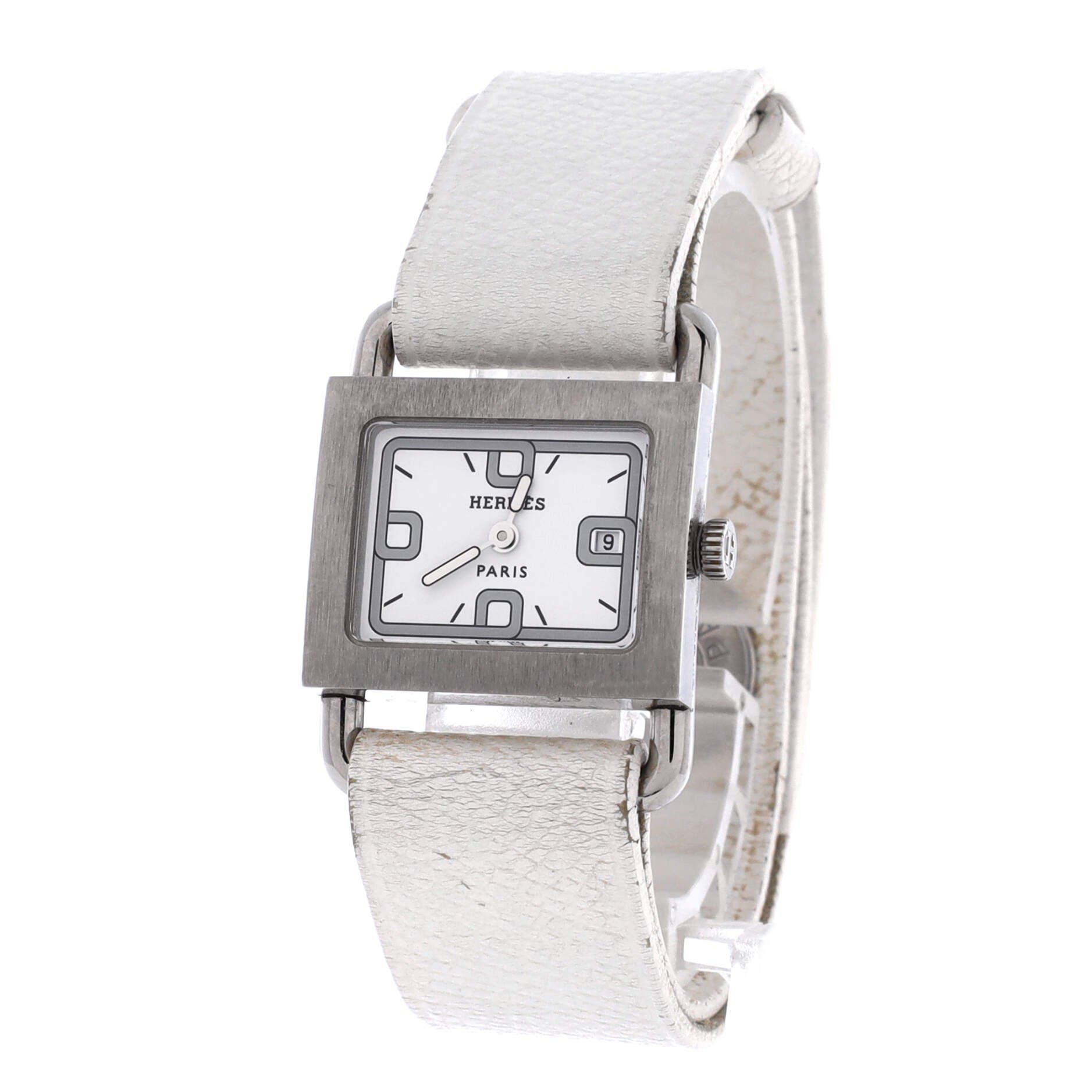 Barenia Quartz Watch Stainless Steel and Leather 21, Alternate, color, White