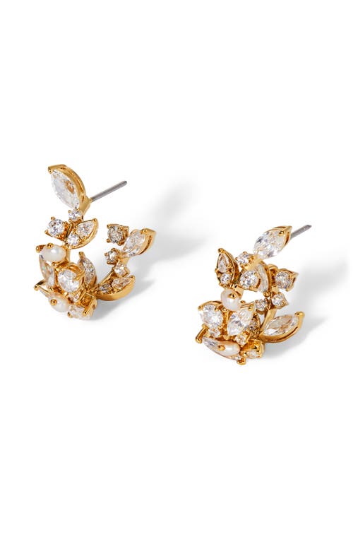 NADRI NADRI RAVISH CUBIC ZIRCONIA & CULTURED PEARL MINI HOOP EARRINGS