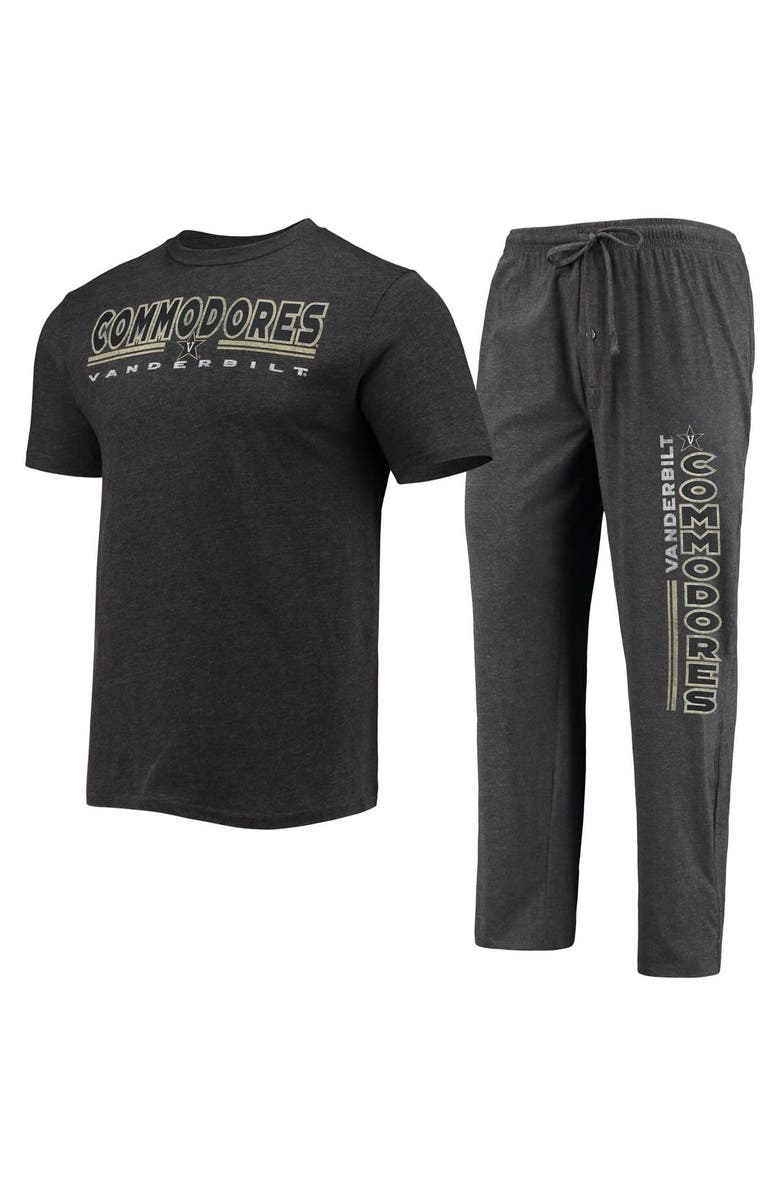 CONCEPTS SPORT Men's Concepts Sport Heathered Charcoal/Black Vanderbilt Commodores Meter T-Shirt & Pants Sleep Set, Main, color, 