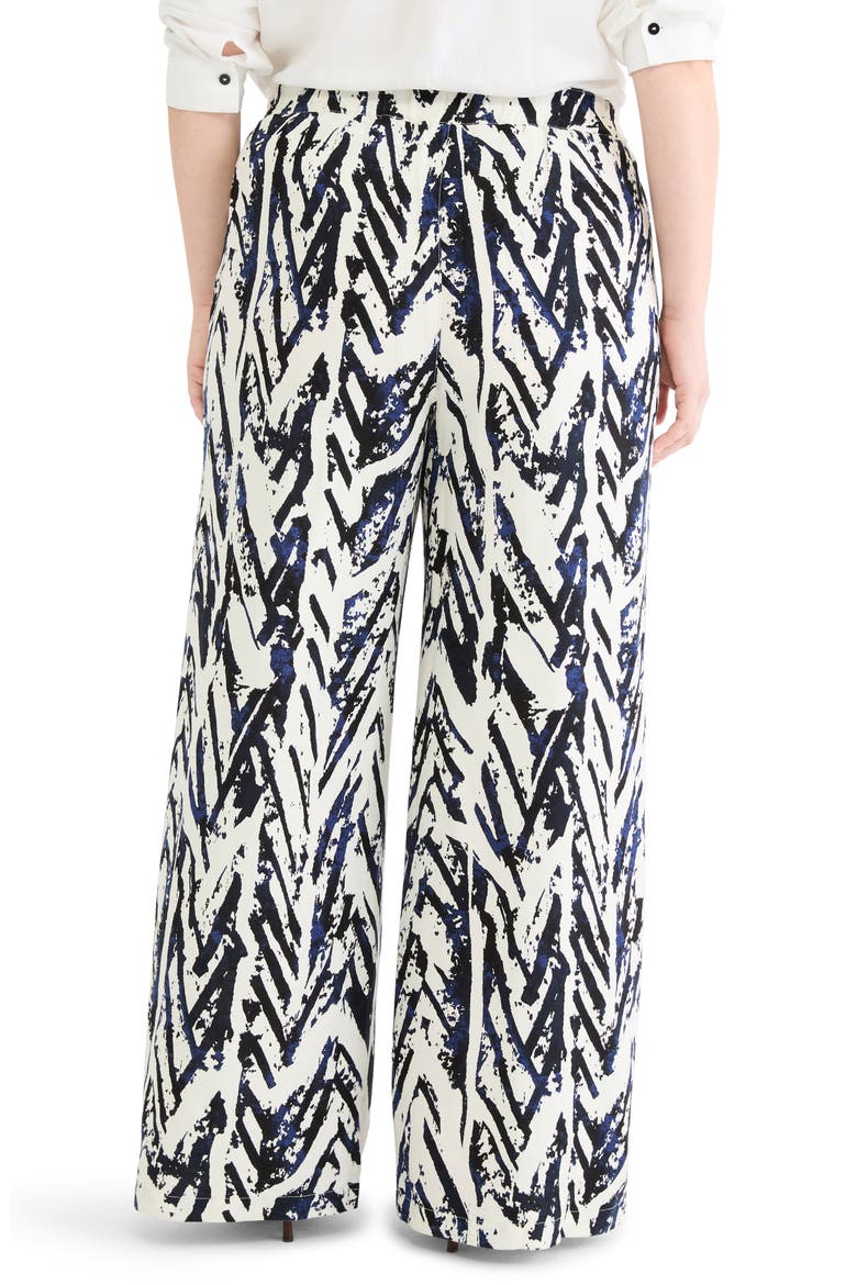 Indigo Crosshatch Linen Blend Wide Leg Pants, Alternate, color, INDIGO MULTI