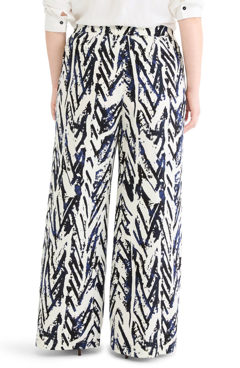 NIC+ZOE Indigo Crosshatch Linen Blend Wide Leg Pants, Alternate, color, Indigo Multi