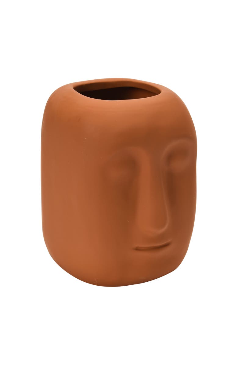 Storied Home Planter with Face, Main, color, Brown