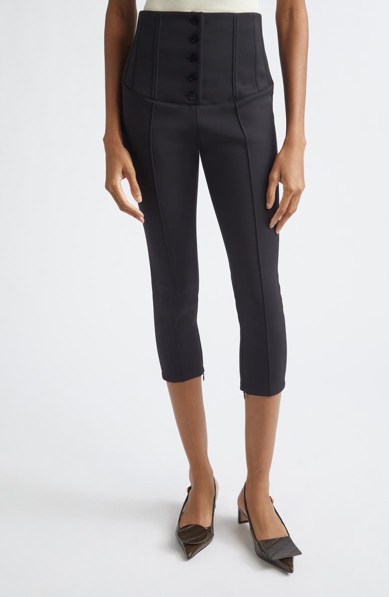 Jacquemus The Arlésien Stretch Blend Corset Capri Pants, Main, color, Black