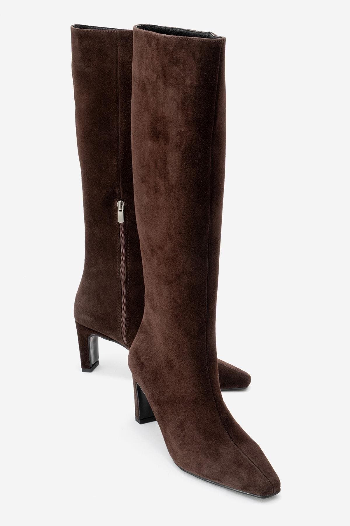 Velencia Leather Knee High Boot, Alternate, color, Brown Suede Leather