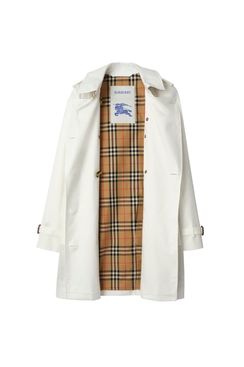 Short Tropical Gabardine Kensington Trench Coat, Alternate, color, Cotton white