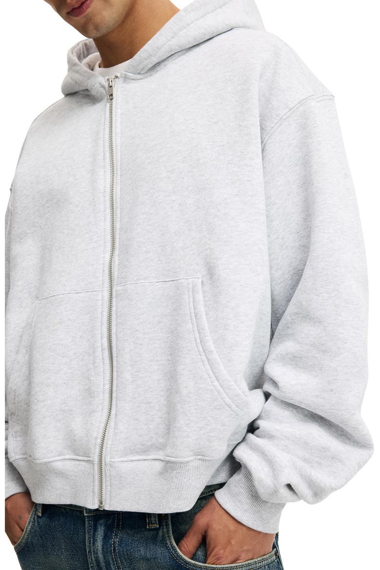 Men's Cropped Zip Up Hoodie, Alternate, color, Grey Marle