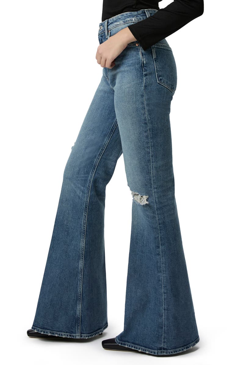 PAIGE Charlie Ripped Super High Waist Flare Jeans, Alternate, color, Blue Note Destructed