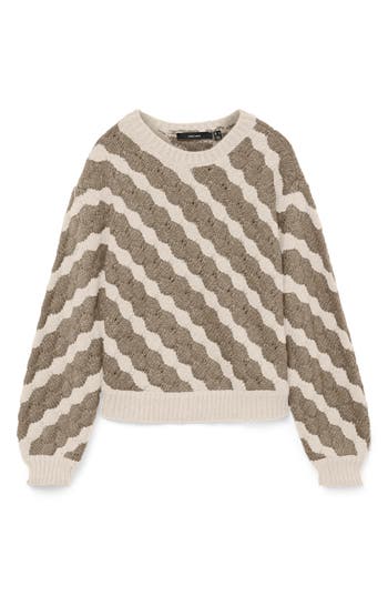 Vero Moda Bubly Crewneck Sweater In Brown