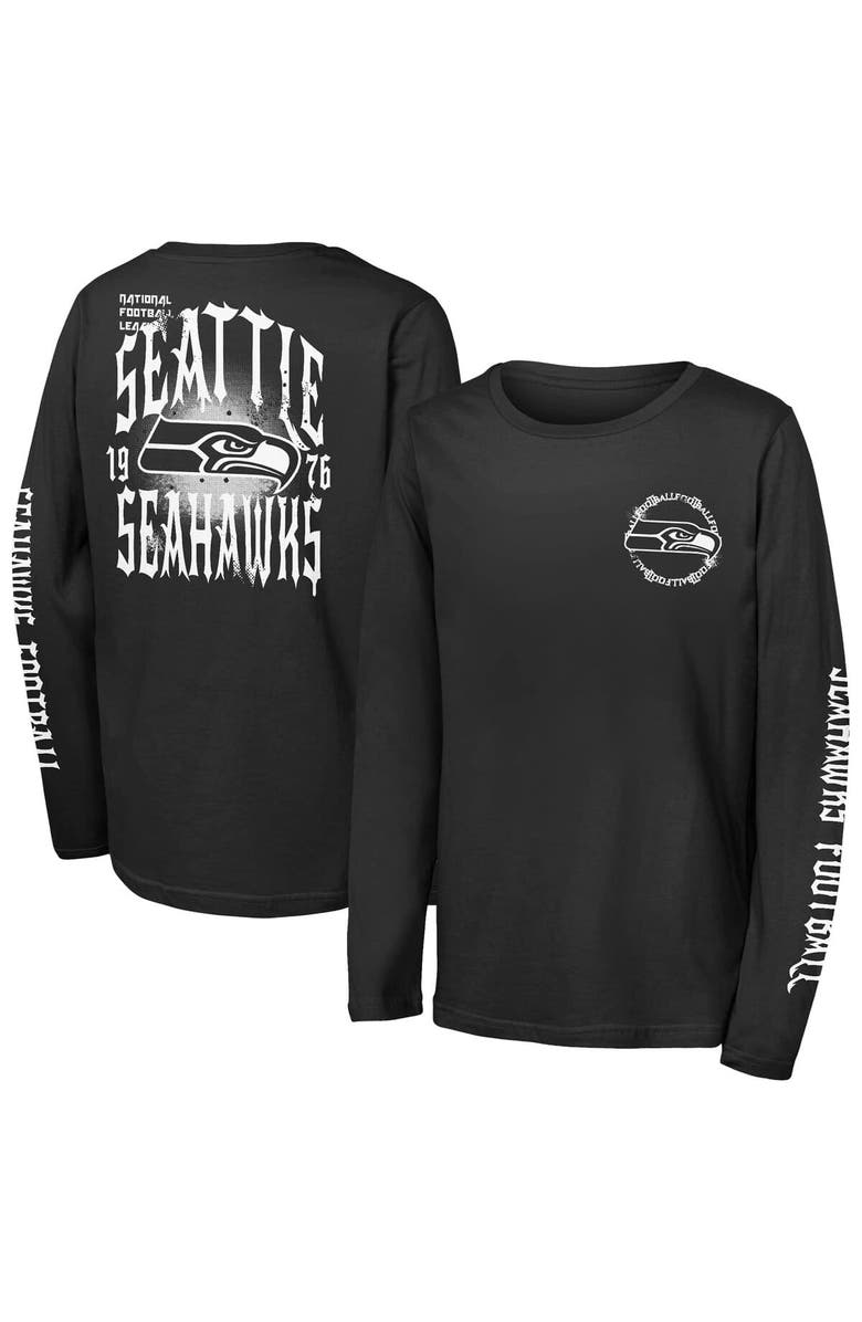 Outerstuff Youth Outerstuff Black Seattle Seahawks Rumble Long Sleeve T-Shirt, Alternate, color, Black