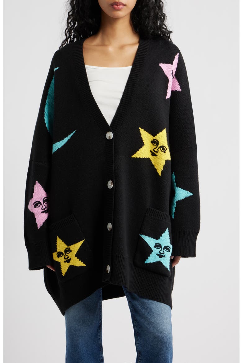 All Knowing Cotton Blend Cardigan, Main, color, BLACK